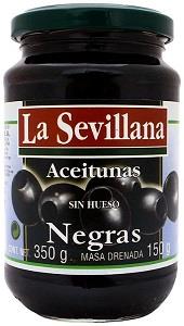 La Sevillana Pitted Black Olives Jar 350 g