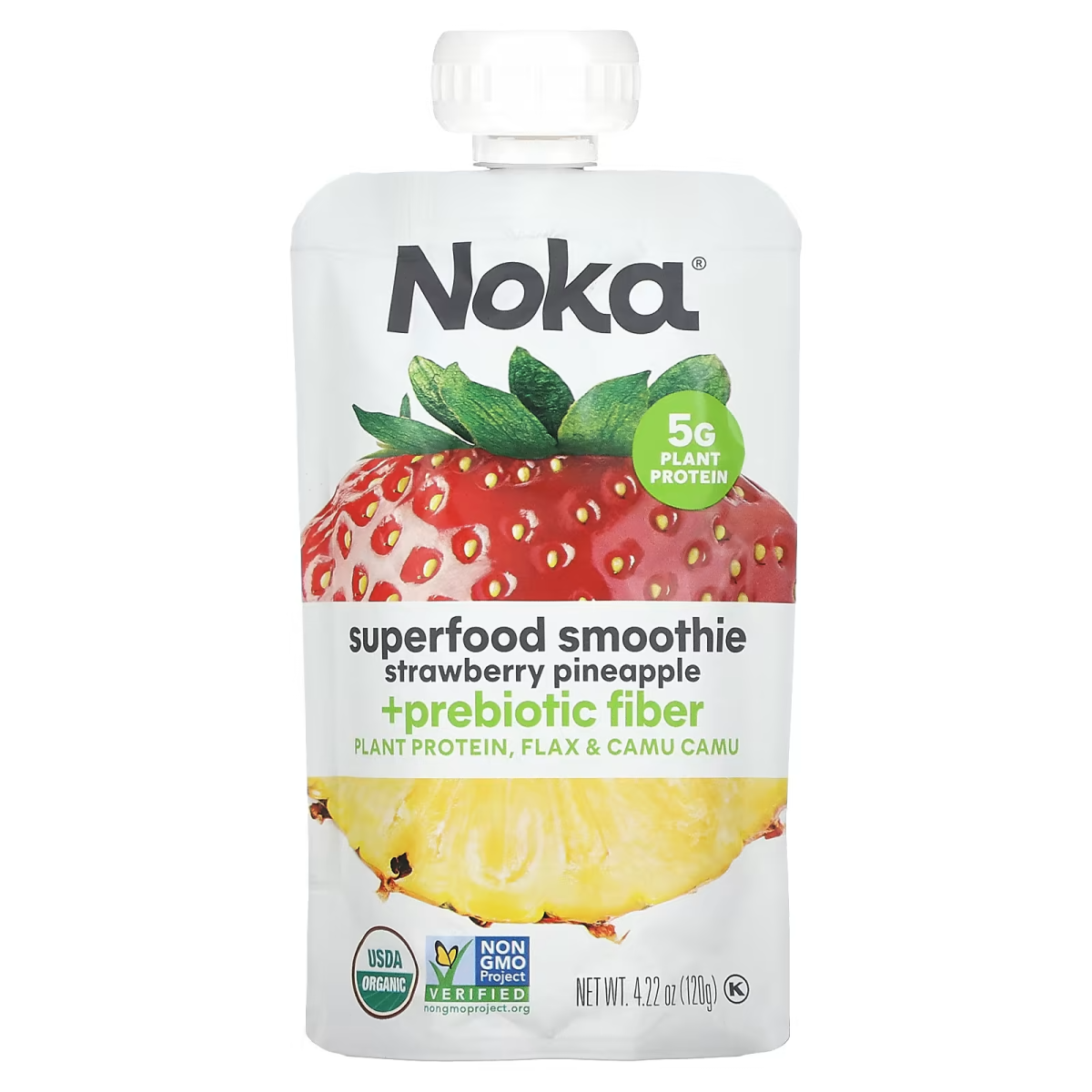Noka Superfood Smoothie + Prebiotic Fiber, Strawberry Pineapple 4.22oz